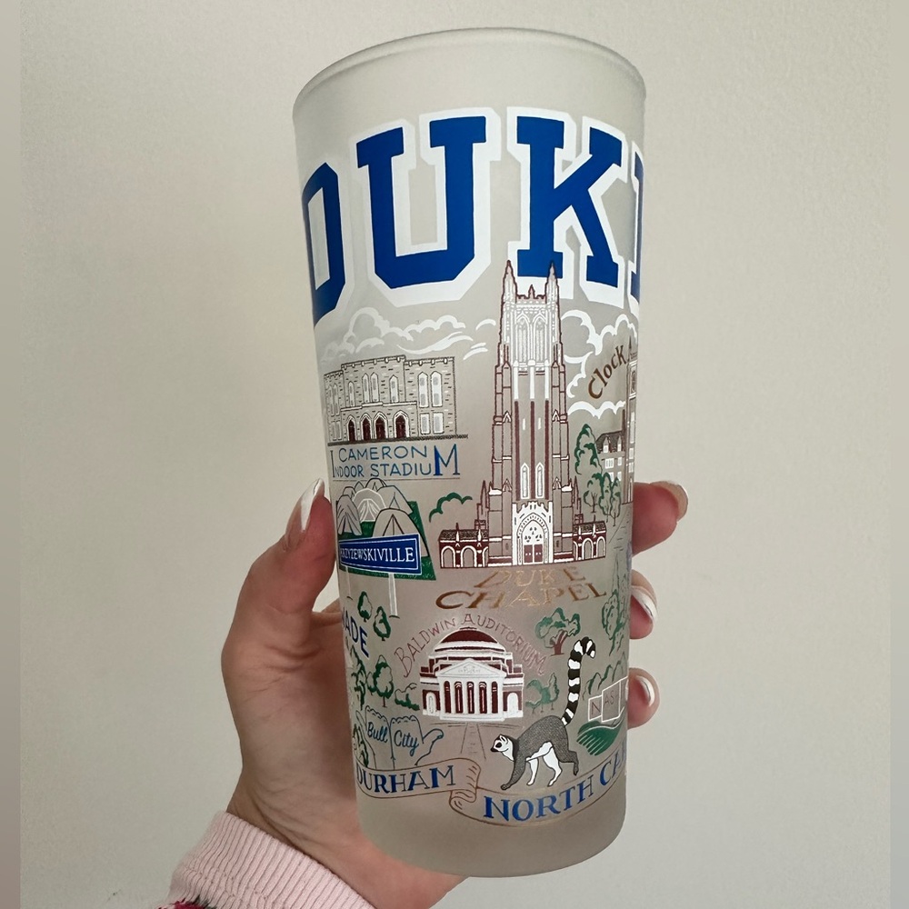 Duke University Frosted Glass Tumbler Durham NC Campus Landmarks
